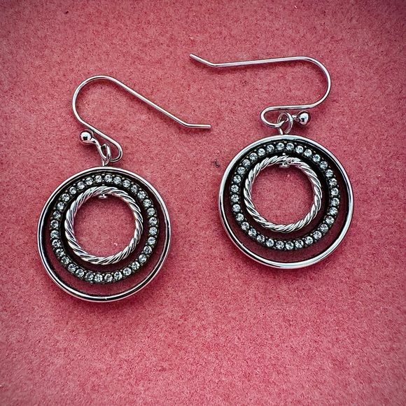 Swarovski Jewelry - Touchstone Crystal by Swarovski Silver and Black Multi Circle Dangle Earrings